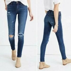 Madewell Jeans 9" High Riser Skinny Distressed Jeans w Raw Hem  Size 27